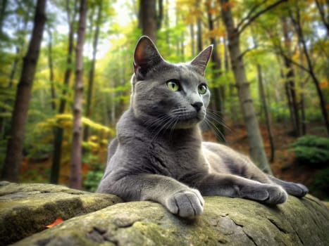 a beautiful purebred cat on a beautiful background. ai generative quality