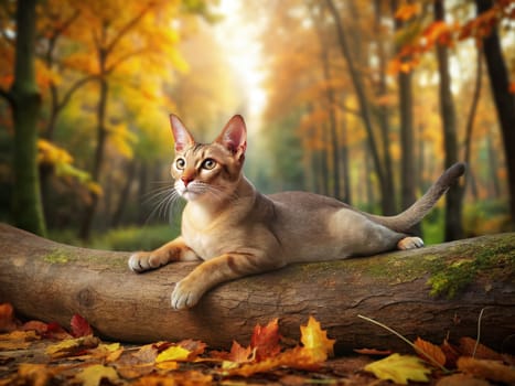 a beautiful purebred cat on a beautiful background. ai generative quality