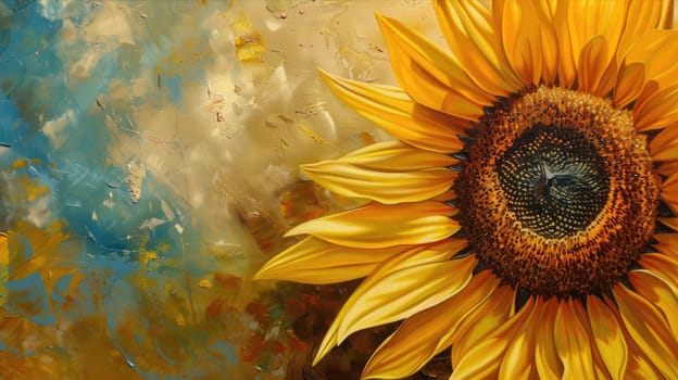 Bright oil painting of a sunflower AI