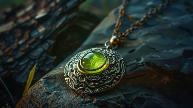 The amulet for protection against dark forces and negativity. Magical glow effect AI