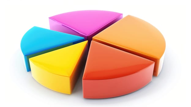 Abstract business pie chart made from colored parts. Business pie chart graphics on white AI