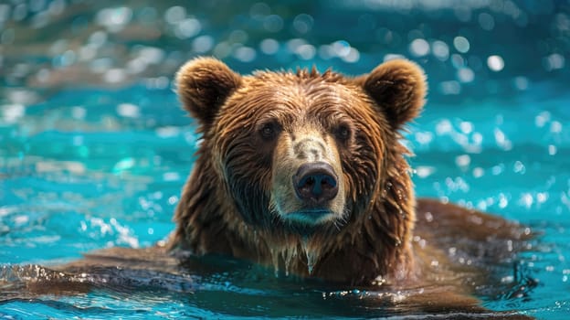 A bear swimming in the water AI