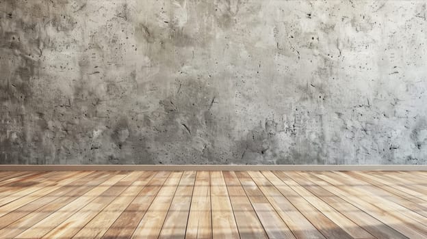 Empty grey wall and wooden floor AI