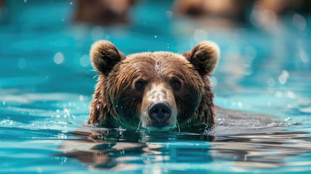 A bear swimming in the water AI