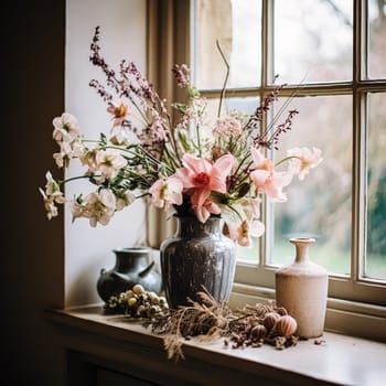 Beautiful bouquet of flowers in a vase. Floral arrangement