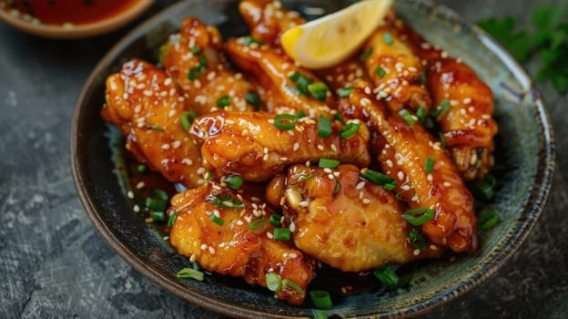 Chicken cooked in Asian style in sweet sauce AI