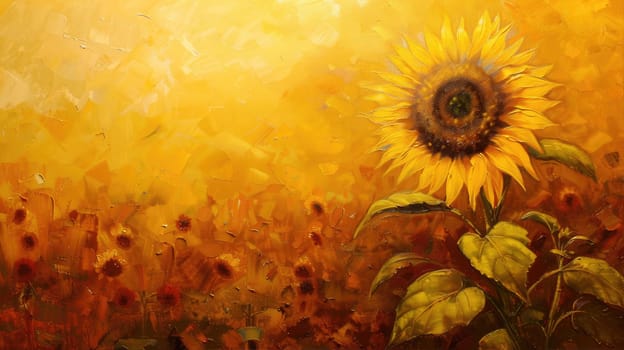 Bright oil painting of a sunflower AI