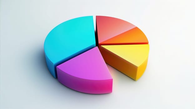 Abstract business pie chart made from colored parts. Business pie chart graphics on white AI