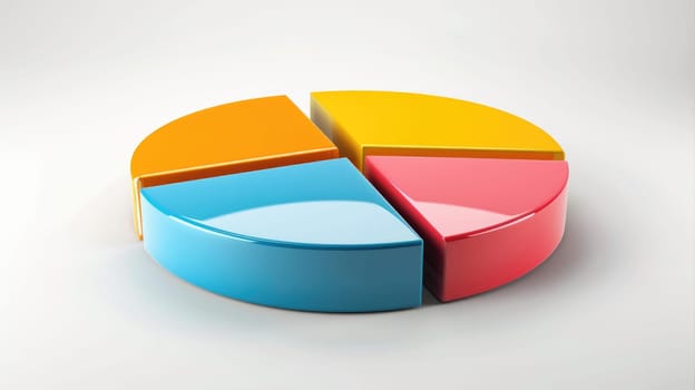 Abstract business pie chart made from colored parts. Business pie chart graphics on white AI