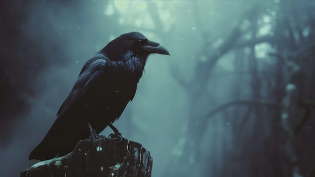 Crow and magic black atmosphere. Fantasy world AI