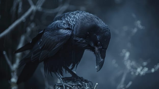 Crow and magic black atmosphere. Fantasy world AI