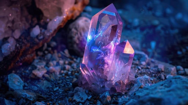 Crystal for enhancing magical abilities. Magical glow effect AI