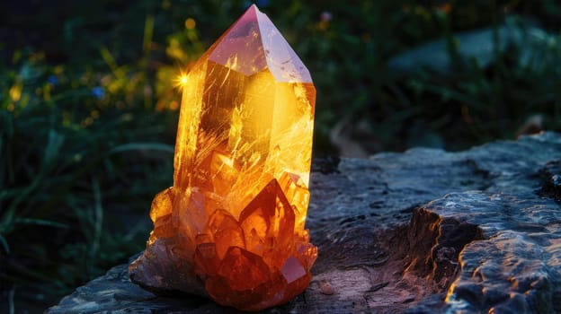 Crystal for enhancing magical abilities. Magical glow effect AI