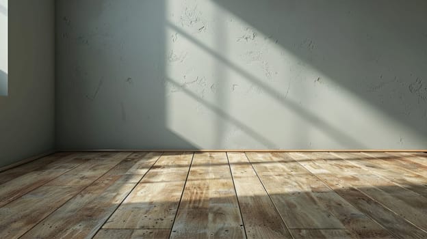 Empty grey wall and wooden floor AI