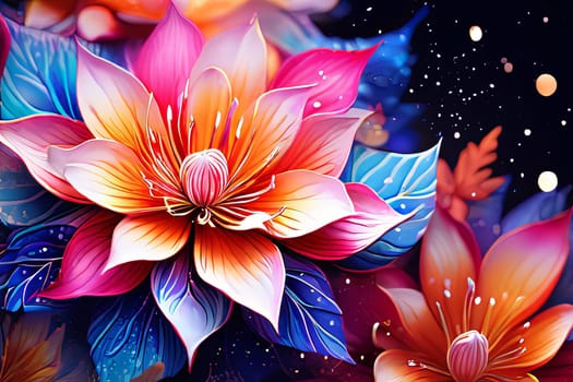 Beautiful lotus flower blooming against dark background. Lotus is symbol of purity, beauty, spiritual enlightenment in many cultures. For interior, commercial spaces to create stylish atmosphere