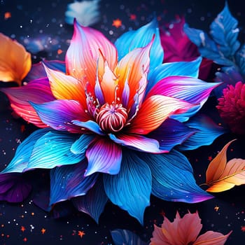 Beautiful lotus flower blooming against dark background. Lotus is symbol of purity, beauty, spiritual enlightenment in many cultures. For interior, commercial spaces to create stylish atmosphere