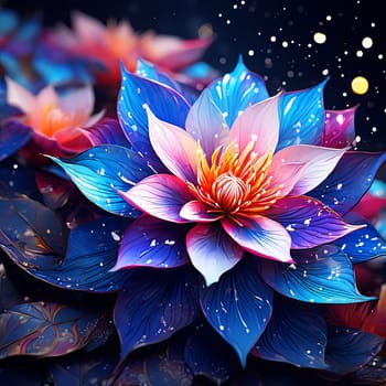 Serene lotus flower blooming against dark background. For meditation apps, on covers of books about spiritual growth, in designs for yoga studios, spa salons, illustration for articles on inner peace