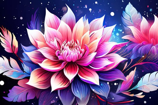 Beautiful lotus flower blooming against dark background. Lotus is symbol of purity, beauty, spiritual enlightenment in many cultures. For interior, commercial spaces to create stylish atmosphere