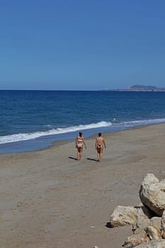 Rethimnon, Greece, Friday 15 March 2024 Crete island holidays exploring the public beach traveling summer background carnival season high quality big size printings