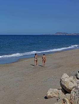 Rethimnon, Greece, Friday 15 March 2024 Crete island holidays exploring the public beach traveling summer background carnival season high quality big size printings