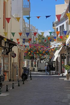 Rethimnon, Greece, Friday 15 March 2024 Crete island holidays exploring the old ancient stone city close up summer background carnival season high quality big size printings