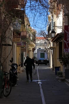 Rethimnon, Greece, Friday 15 March 2024 Crete island holidays exploring the old ancient stone city roads close up summer background carnival season high quality big size printings