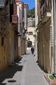 Rethimnon, Greece, Friday 15 March 2024 Crete island holidays exploring the old ancient stone city roads close up summer background carnival season high quality big size printings