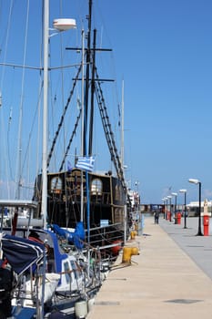 Rethimno, Greece, Friday 15 March 2024 Crete island holidays exploring the city port riviera luxury yachts close up summer background carnival season high quality big size prints