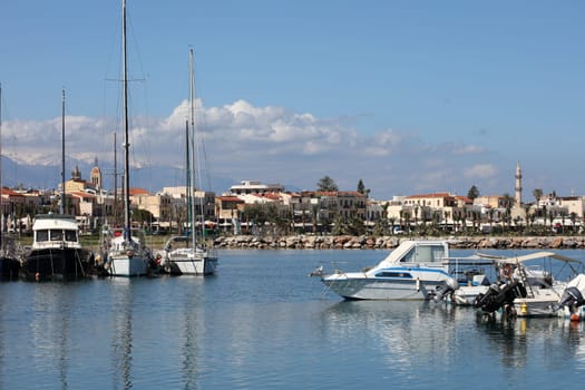 Rethimno, Greece, Friday 15 March 2024 Crete island holidays exploring the city port riviera luxury yachts close up summer background carnival season high quality big size prints