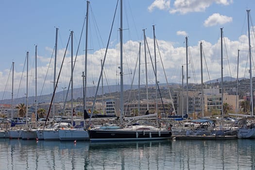 Rethimno, Greece, Friday 15 March 2024 Crete island holidays exploring the city port riviera luxury yachts close up summer background carnival season high quality big size prints