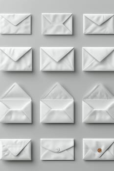 A set of white postal envelopes on a light background.