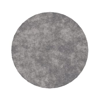 Modern, gray round carpet, top view. Rug isolated on white background. Cut out home decor. Contemporary, loft style. Flat lay, floor plan. 3D rendering