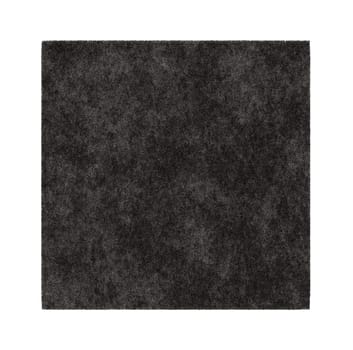 Modern, black square carpet, top view. Rug isolated on white background. Cut out home decor. Contemporary, loft style. Flat lay, floor plan. 3D rendering
