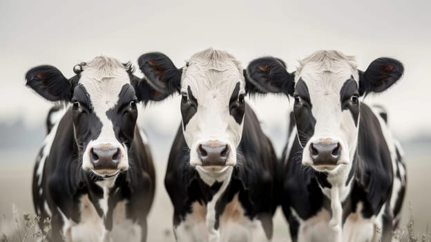 Three cows on a white background.