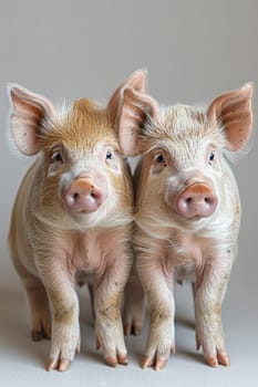 Two little pigs on an isolated white background.