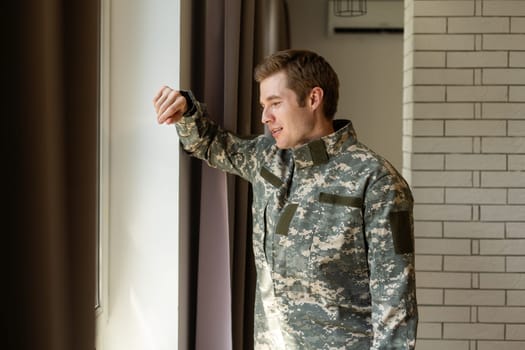a military man in his thoughts.