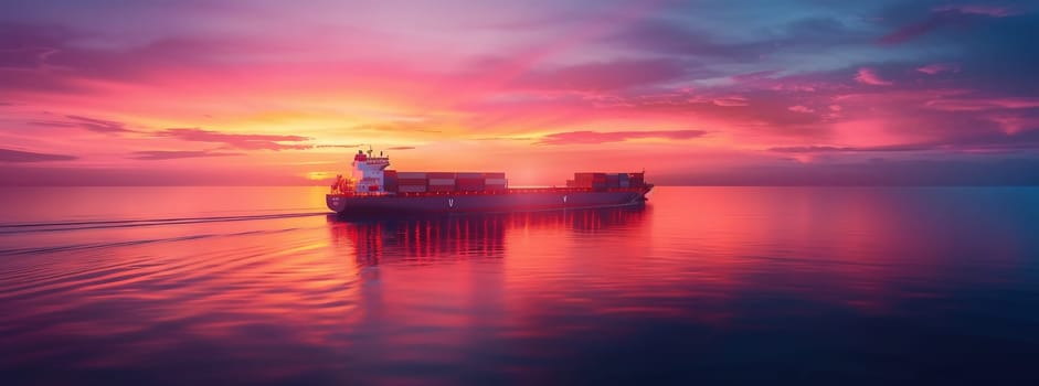 whaling ship sailing in the fog in red lighting, 3d illustration