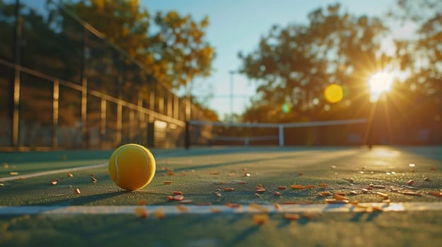 tennis ball on a tennis court. High quality photo
