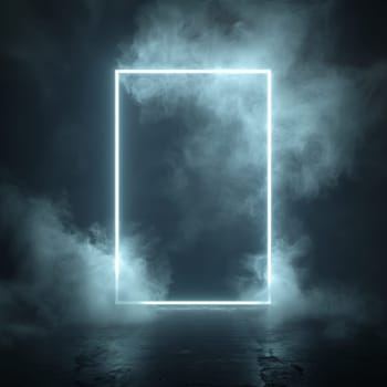 Abstract square neon background. futuristic technology.