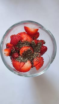 fresh strawberries in a vase, dessert food. High quality photo