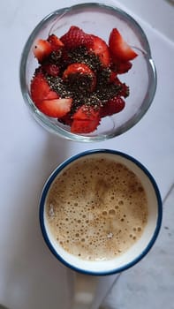 fresh strawberries in a vase, dessert food. High quality photo