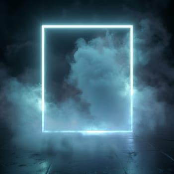 Abstract square neon background. futuristic technology.