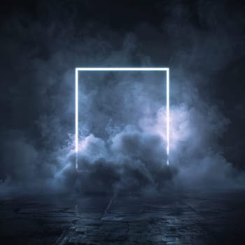 Abstract square neon background. futuristic technology.