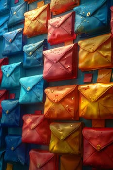 A set of colorful postal envelopes. Colored envelopes.