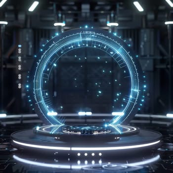 Abstract circle neon background. HUD futuristic technology.