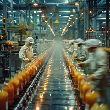 Diligent Factory Workers Operating Machinery in an Industrial Setting, The blur of activity and machinery underscores the backbone of manufacturing.