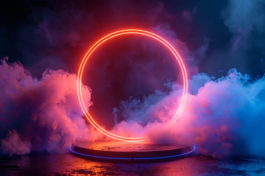 Abstract circle neon background. HUD futuristic technology.