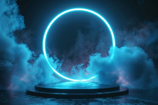 Abstract circle neon background. HUD futuristic technology.