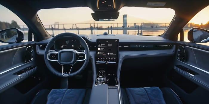 EV Dashboard Car interior modern transport. High quality photo