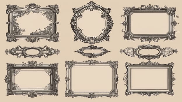 A set of vintage frames highlighted on a beige background.
